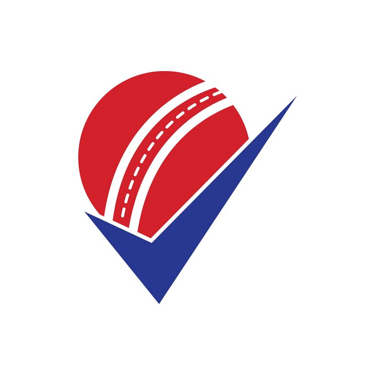 Check Cricket vector logo design. Cricket ball and tick icon logo.