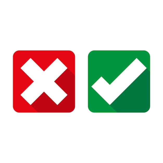 Check mark true false on white background True or falce icon Green tick red cross symbol Checkmark right symbol tick sign Quiz symbol Flat set EPS 10