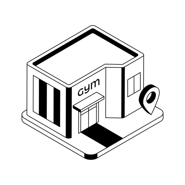 Check out modern isometric icon showing gym location