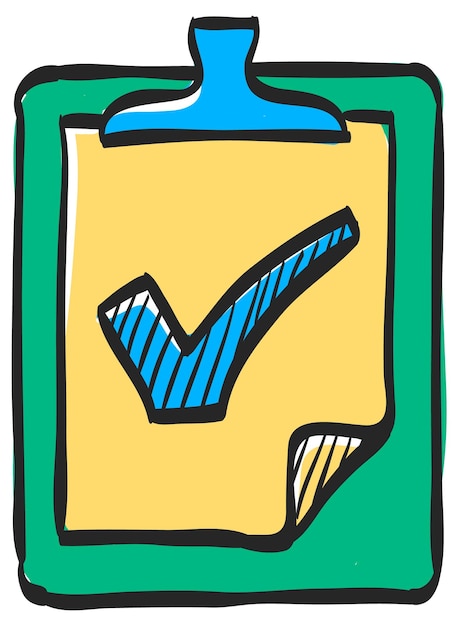Checklist icon in hand drawn color vector illustration
