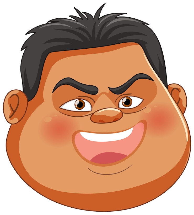 Vector cheerful cartoon character face