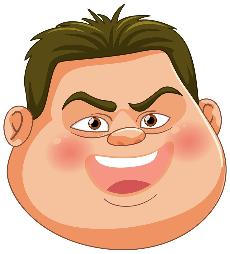 Vector cheerful cartoon man smiling