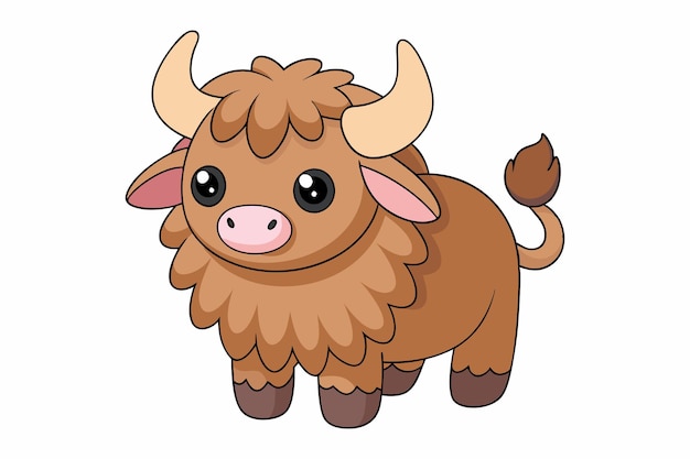 Cheerful Kawaii Yak Vector Illustration