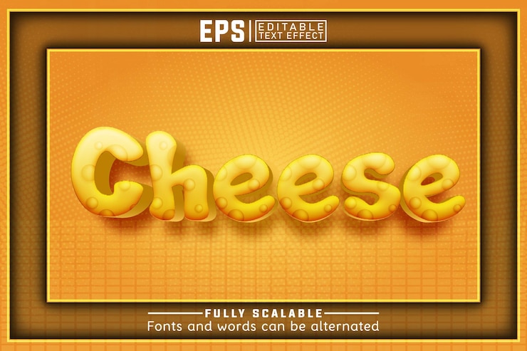 Vector cheese 3d editable text effect