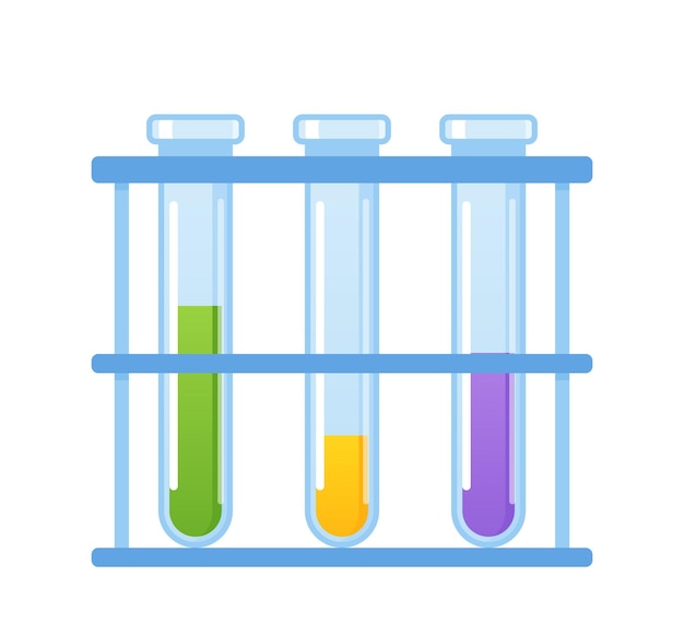 Chemical Lab Scientist Equipment Laboratory Glassware In Holder Isolated On White Background Lab Tube Beaker Or Flask