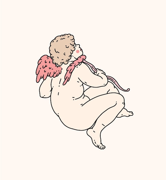 cherub outlines and line art for valentines day with cupid vector antique angel baby cupid