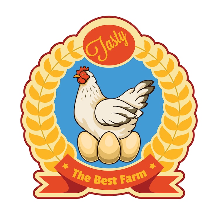 Vector chicken and eggs badge
