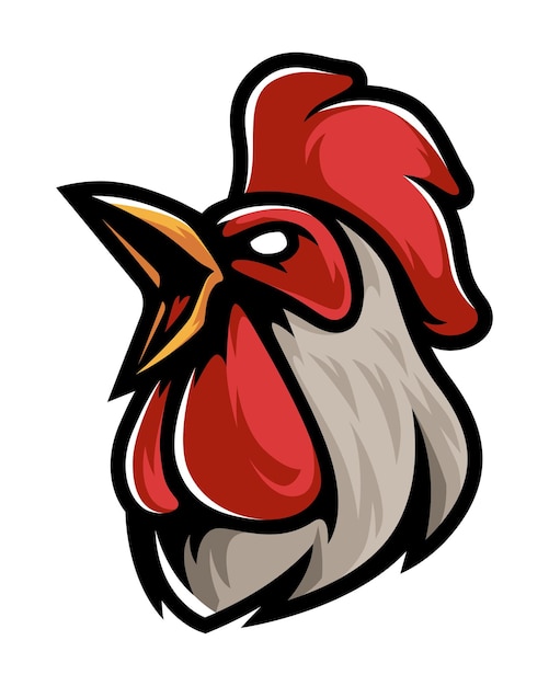 chicken head mascot logo on a white background