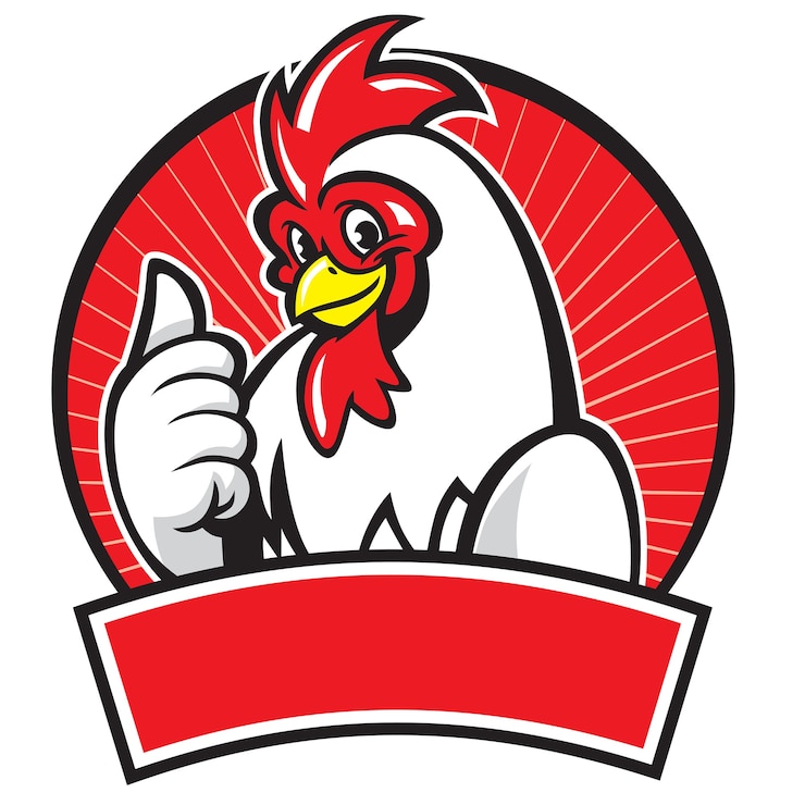 Vector chicken mascot with thumb up