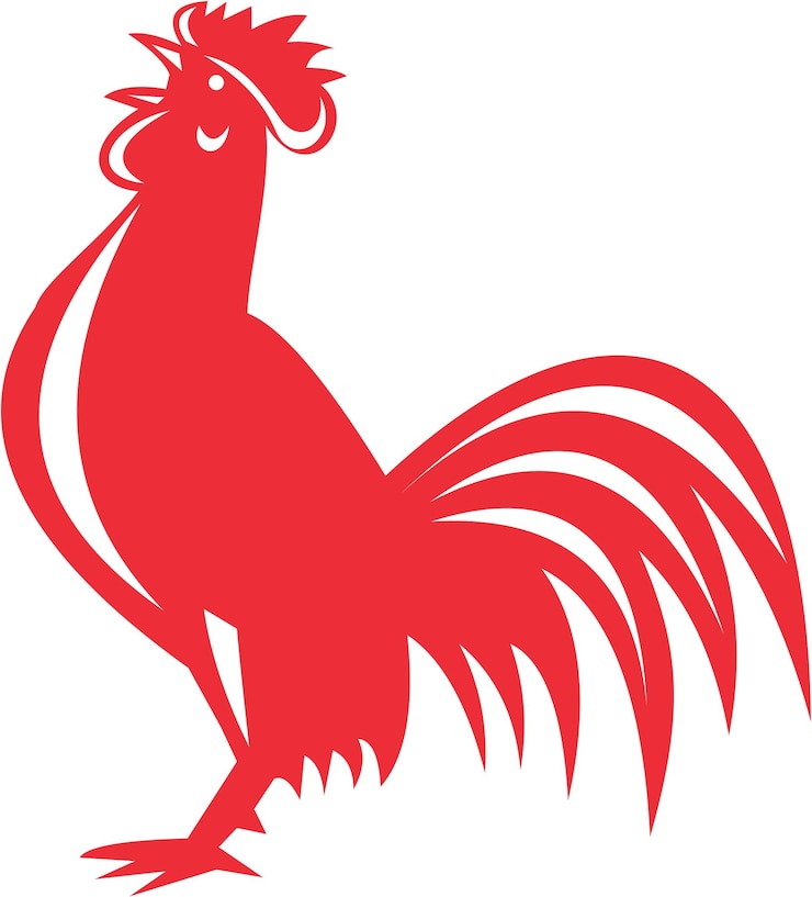 Vector chicken rooster crowing retro