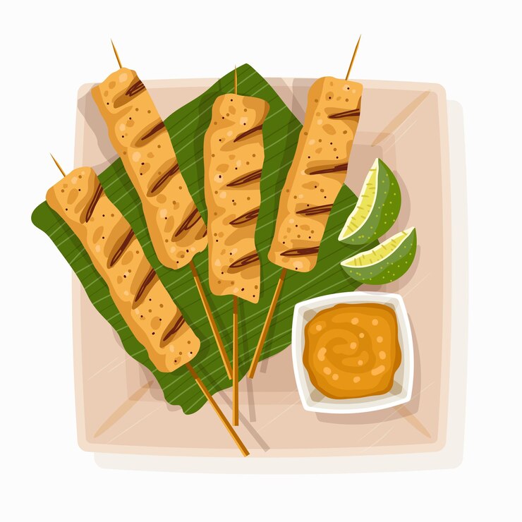 Vector chicken satay illustration