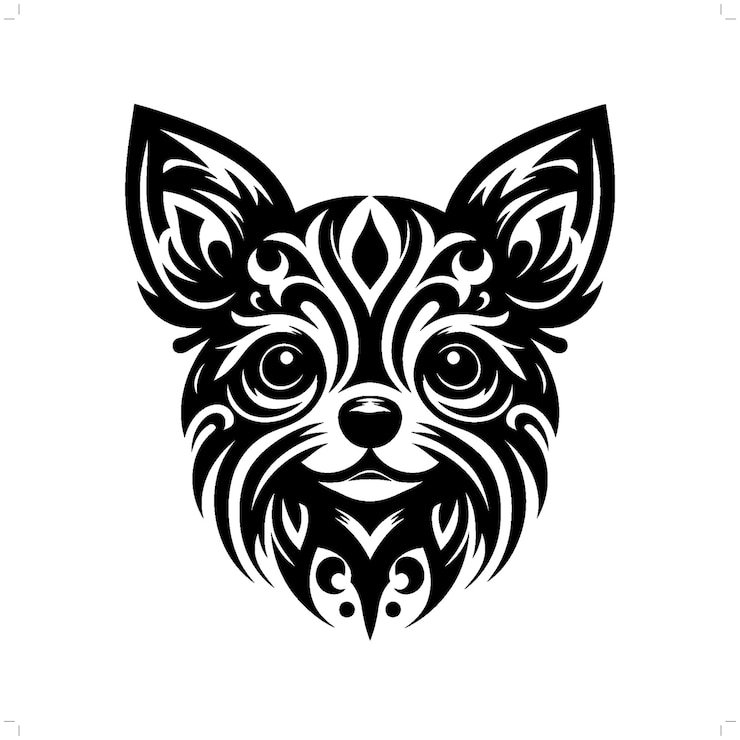 Vector chihuahua dog in modern tribal tattoo abstract line art of animals minimalist contour vector