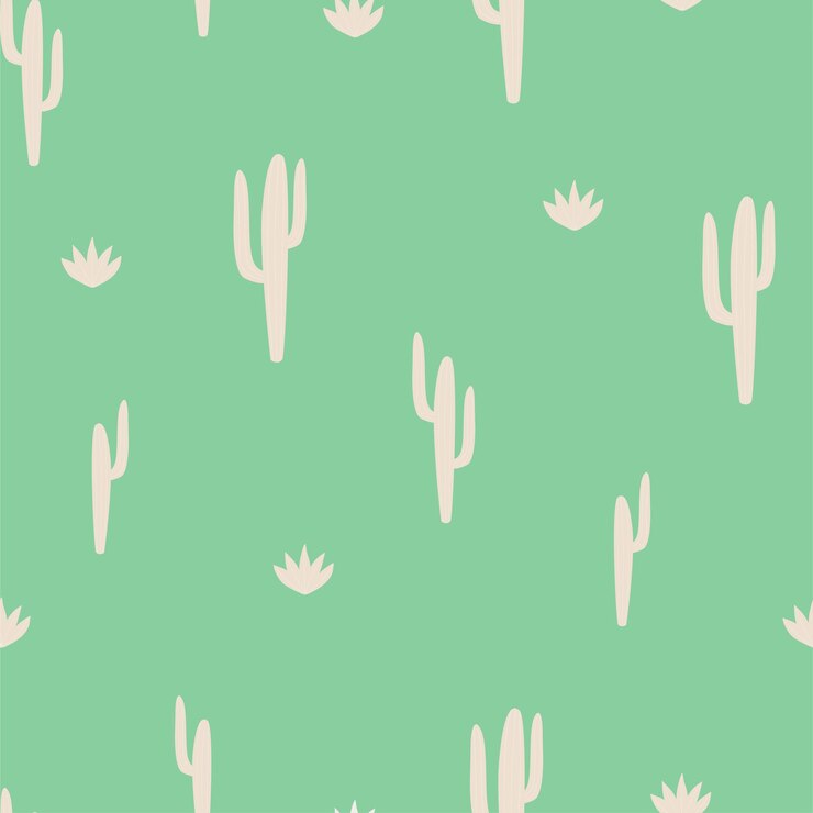Vector children's seamless pattern with cactus on green background in cartoon style. cute texture for kids room design, wallpaper, textiles, wrapping paper, apparel. vector illustration