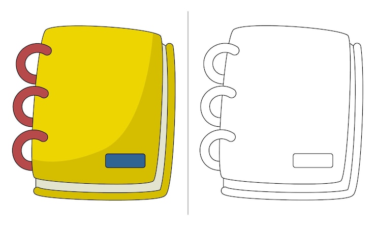 Vector childrens coloring book illustration yellow book