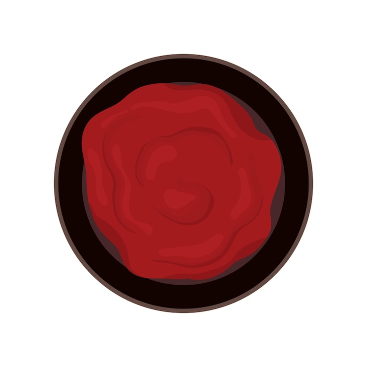 Vector chili paste in a bowl an ingredient in asian chinese thai cuisine for recipes icon