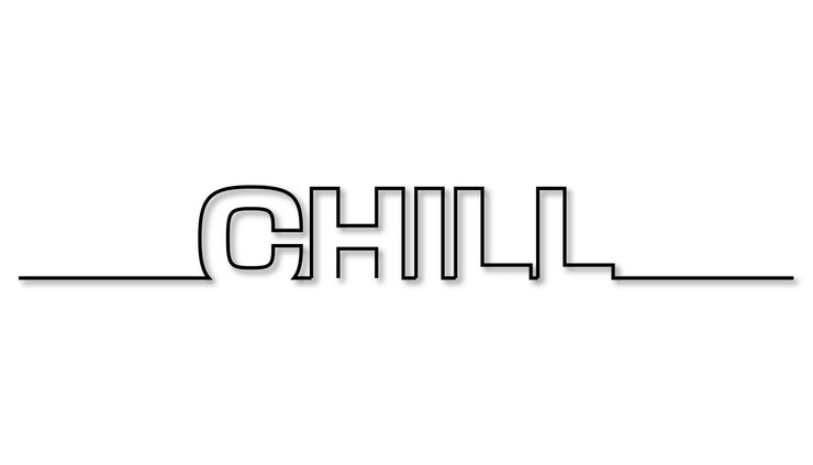 Vector chill text with black flat line design