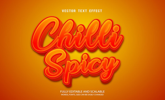 Chilli Spicy 3d Editable Text Effect Vector With Cute Background