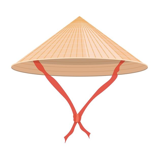 Chinese conical straw hat vector illustration