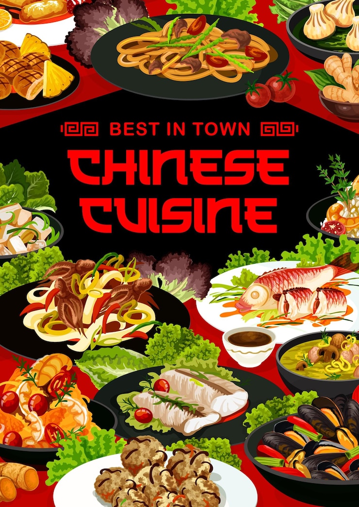 Vector chinese cuisine asian china food vector meals