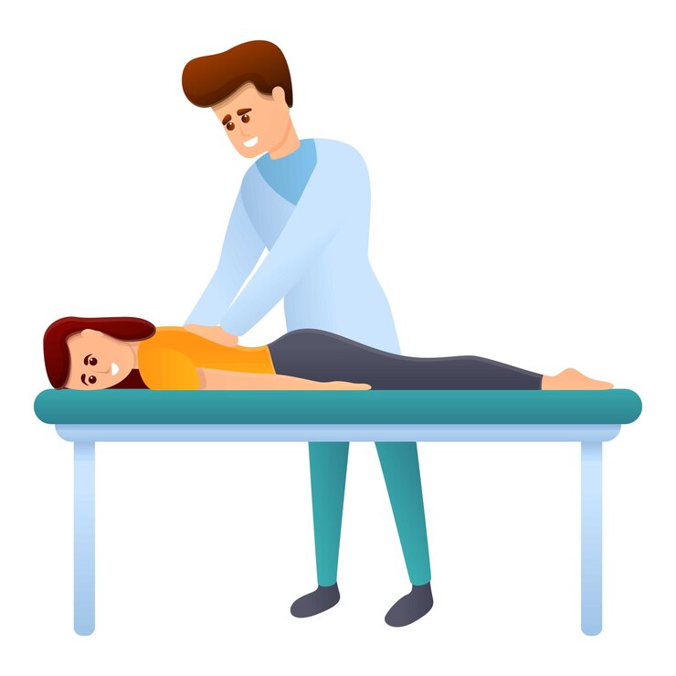 Vector chiropractor massage treatment icon cartoon of chiropractor massage treatment vector icon for web design isolated on white background