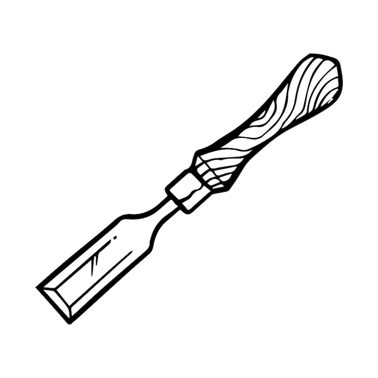 Vector chisel icon woodworking tool hand drawn vector illustration