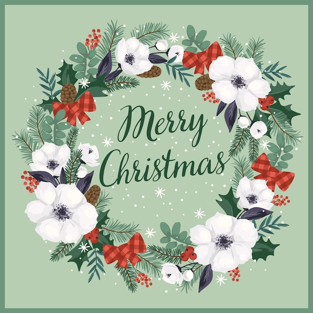 christmas and happy new year illustration with christmas wreath vector design