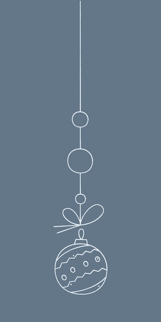 Christmas ball with a zigzag pattern and circles on a string Color clipart illustration