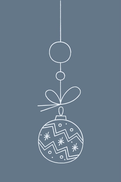 Christmas ball with a zigzag pattern of snowflakes on a string Color clipart illustration