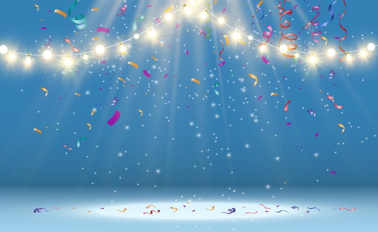 Christmas bright, beautiful lights, design elements. Glowing lights for design of Xmas greeting cards. Garlands, light  decorations.
