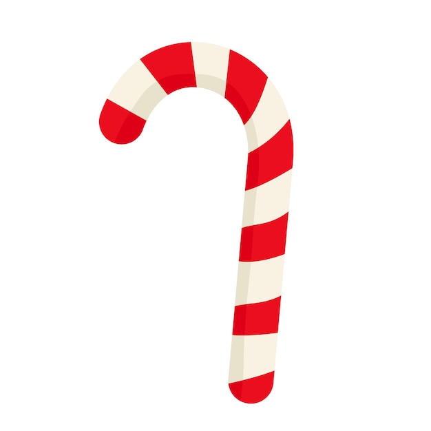 Christmas candy cane illustration Red and white striped holiday sweet Isolated on white background