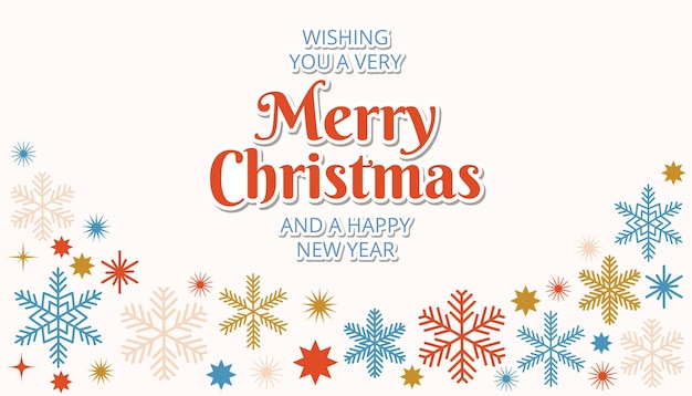 christmas greeting card in flat cartoon style with festive text and decorative border