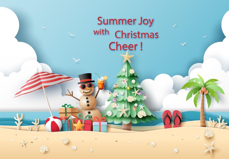 Vector christmas in july tropical festivity