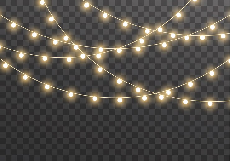 Vector christmas lights isolated. glowing garland led neon lamp