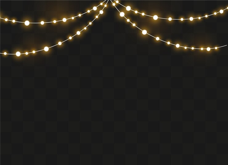 Vector christmas lights isolated on transparent background. xmas glowing garland. 
