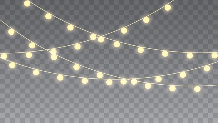 Vector christmas lights isolated on transparent . set of garlands, festive decorations.