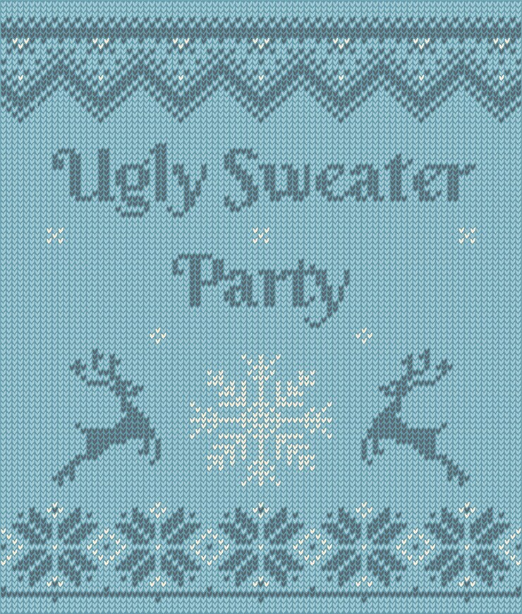 Vector christmas postcard with invitation on ugly sweater party
