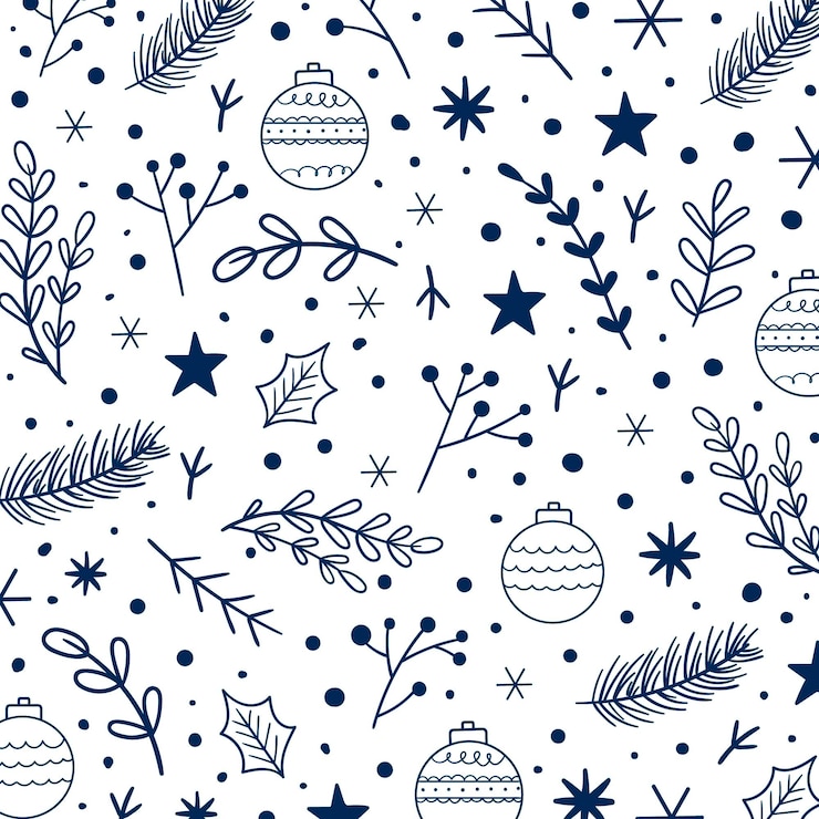 Vector christmas seamless pattern with  leaves and berries for greeting cards, wrapping paper