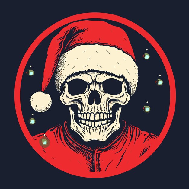 Christmas Skull Vector Illustration Tshirt design