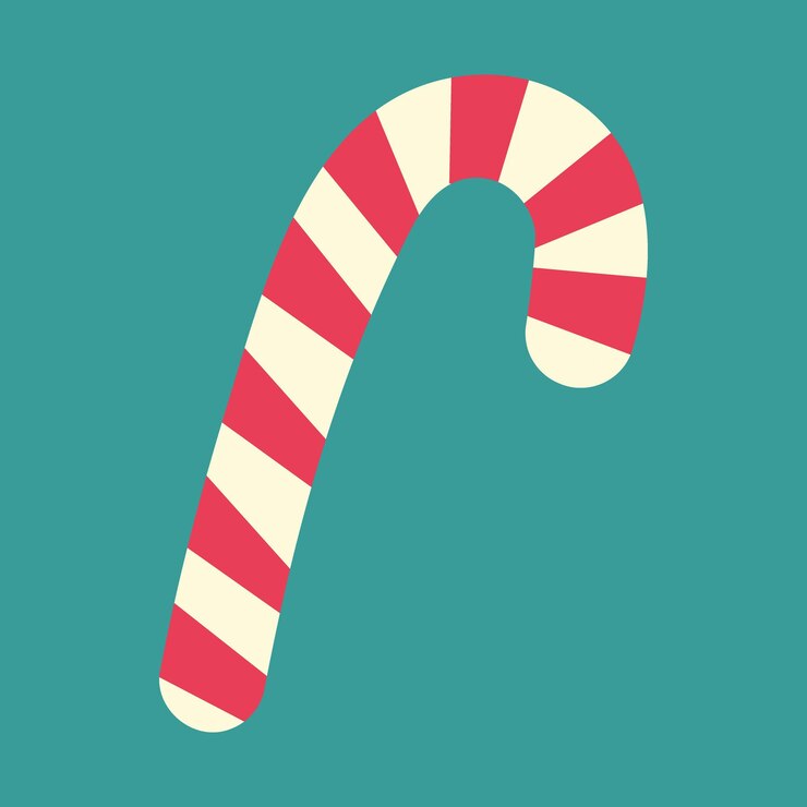 Christmas striped candy cane in minimalistic cartoon style new year christmas design element concept