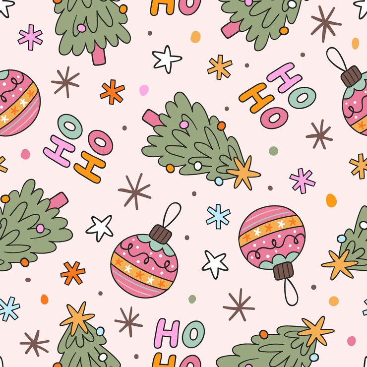 Vector christmas tree seamless pattern christmas background