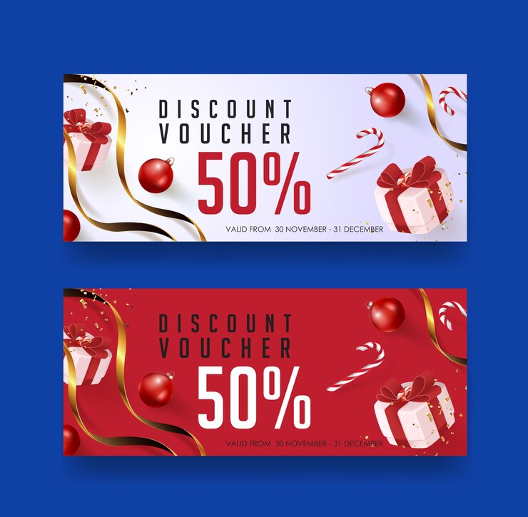 Vector christmas voucher card banner template