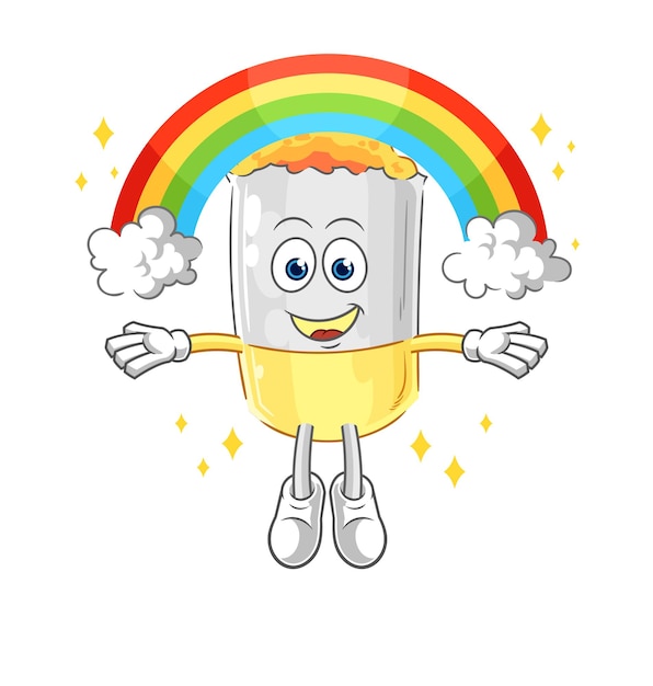 Cigarette with a rainbow cartoon vector