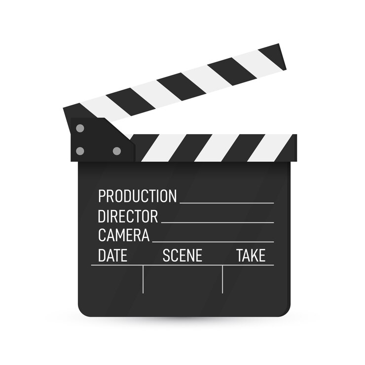 Vector cinema clapper board isolated.