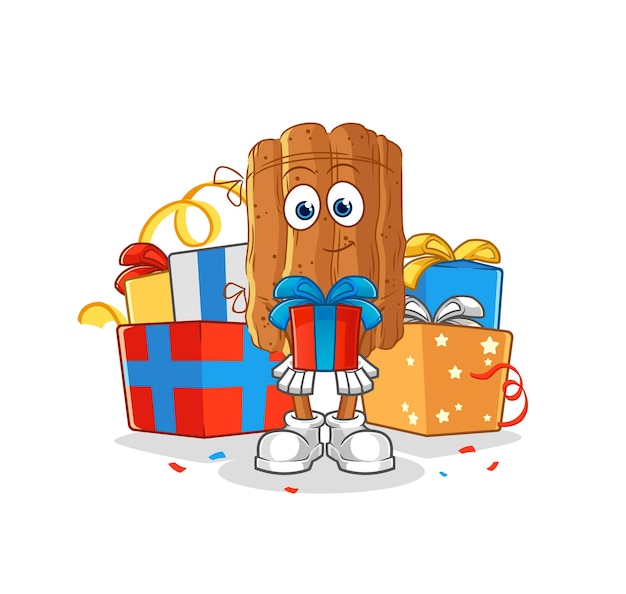 Cinnamon give gifts mascot cartoon vector