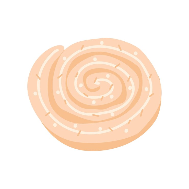 Cinnamon roll Cartoon bun Vector hand drawn illustration