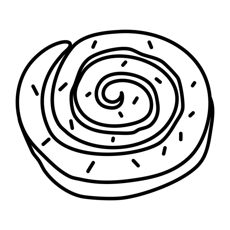 Cinnamon roll Vector doodle drawing