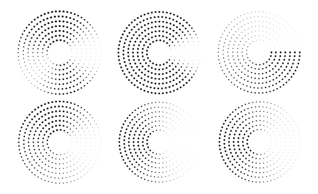 Circle dotted speed lines with abstract rotating halftone frames