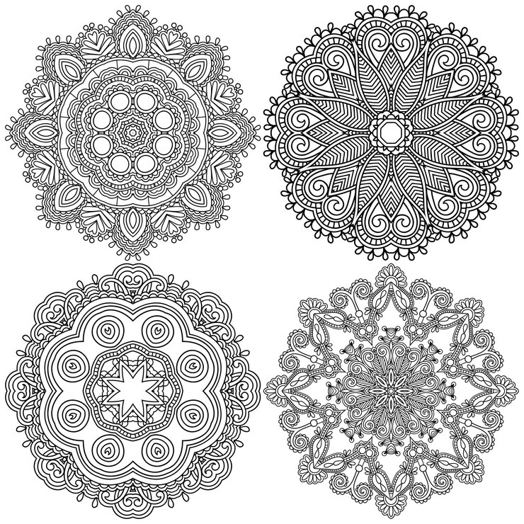 Vector circle ornament ornamental round lace collection