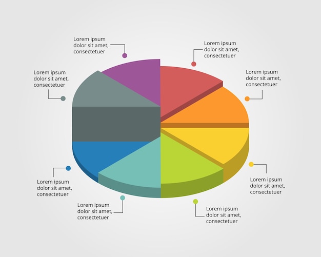 circle pie chart template for infographic for presentation for 8 element