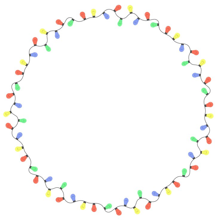 Circle round lamps Christmas frame